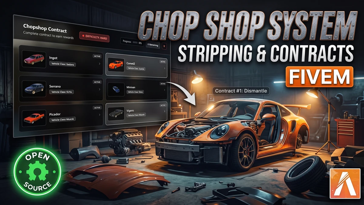 Chop Shop System FiveM | Vehicle Stripping & Contracts | Open Source
